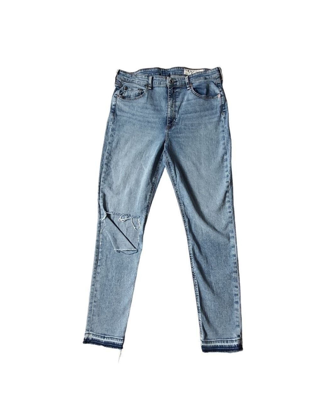 Rag & Bone Jeans Womens 34 Nina High Rise Skinny Raw Hem Denim Distressed Casual